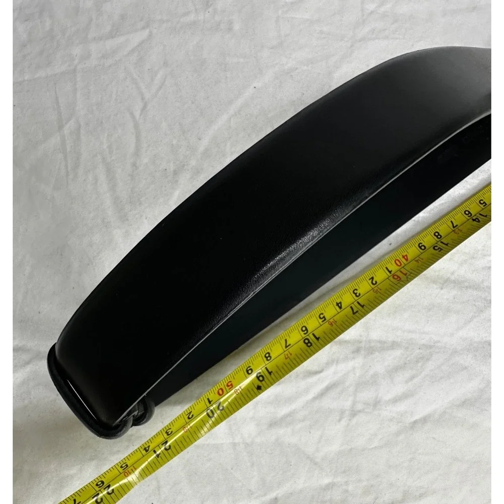 Chico's Belt Black Leather Metal Buckle Hook Ornate Adjustable Slide Sz M